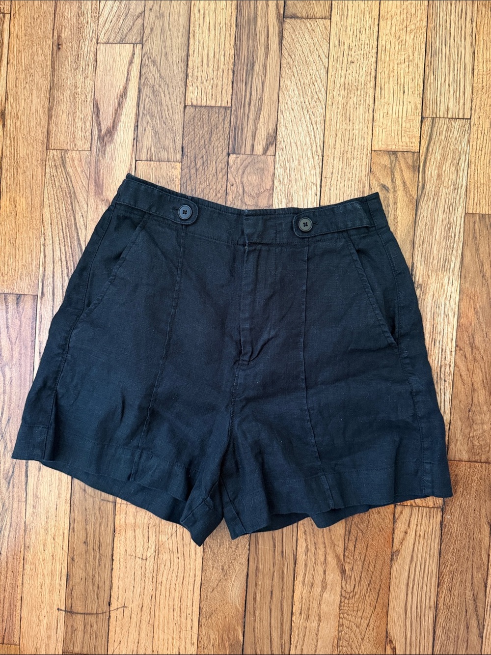 Madewell Black High-Waist Linen Shorts